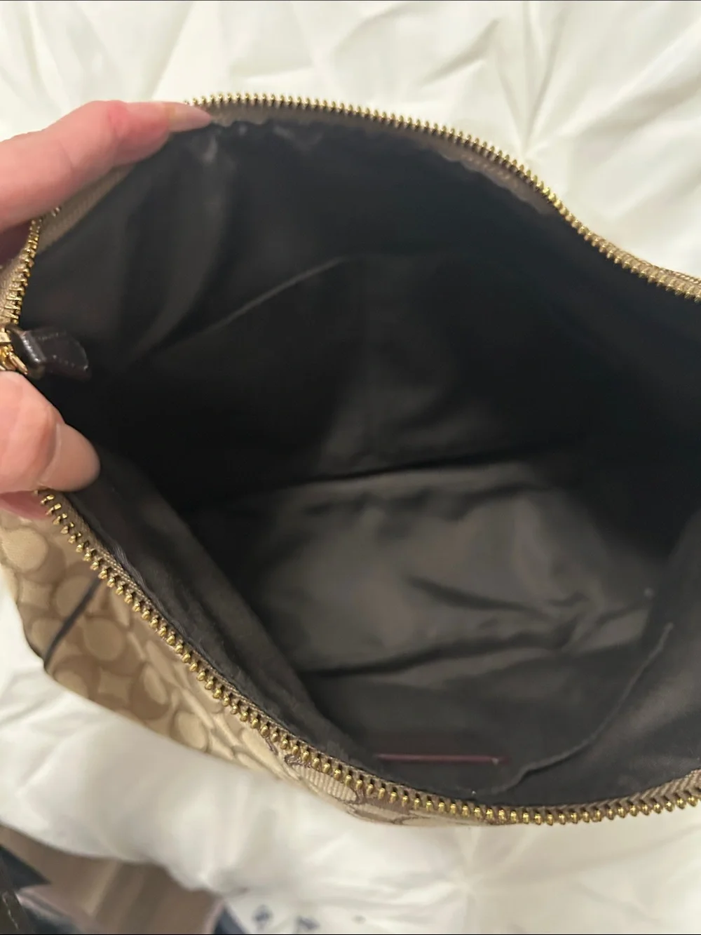 Coach Brown Signature Jacquard Hobo with Dark Brown Leather Trim - Picture 7 of 7